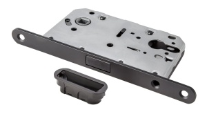 Замок магнитный под цилиндр TIXX с пластиковой ответной планкой дверной фурнитуры для межкомнатных дверей оптом и в розницу с доставкой по всей России