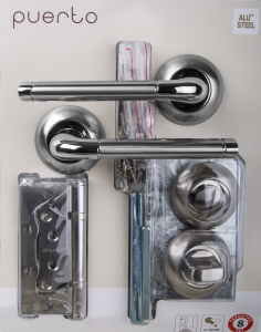 Комплект дверной фурнитуры PUERTO (ручка 503-08, защелка с/у, петли безВР) дверной фурнитуры для межкомнатных дверей оптом и в розницу с доставкой по всей России