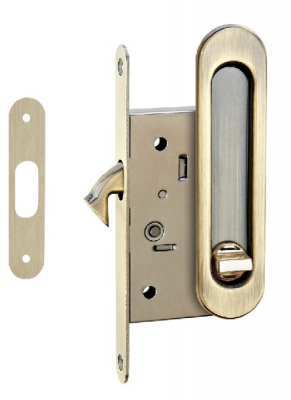 Комплекты ручек для раздвижных дверей с замком, бронза ант.