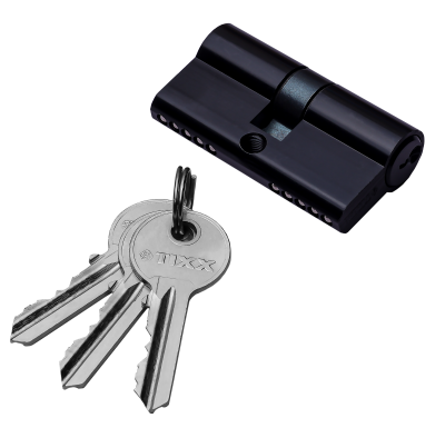 Цилиндр TIXX 60 мм К-К, стандартный ключ, черный