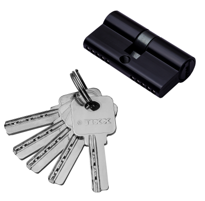 Цилиндр TIXX 60 мм К-К, компьютерный ключ, черный
